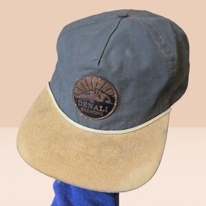 Denali Brewing x Spacecraft Hat Talkeetna Alaska Roper OS Hat Gray Tan CORDUROY